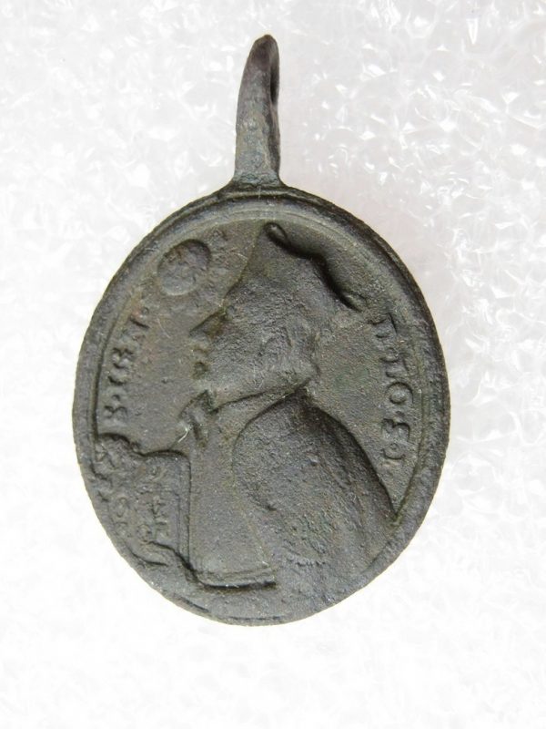 Antique bronze medallion St. IGNATIUS LOYOLA - jesuits, Catholicism, middle ages, witch-hunt, In Hoc Signo.