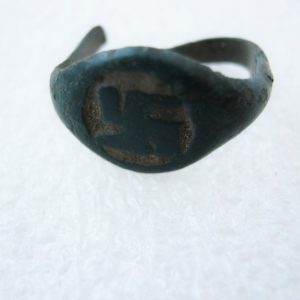 Old Antique pre-Christianity era Pagan Slavonic Ring with Solar Sign Swastika